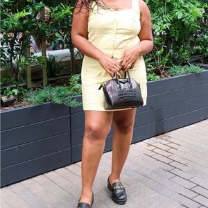 Yellow linen top + mini skirt set